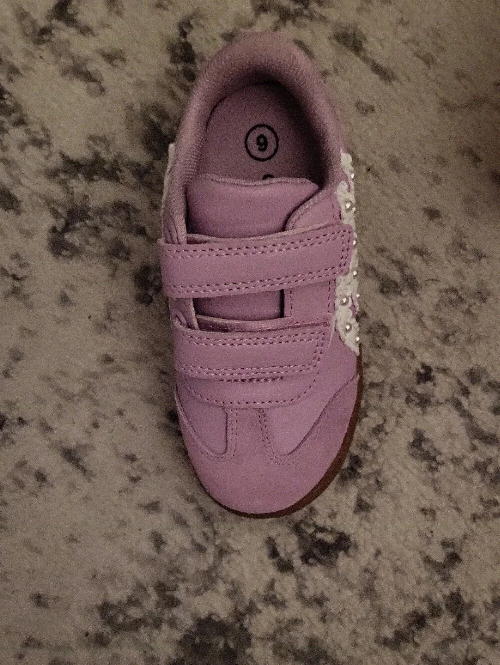 Cat & Jack Lilac Velcro Sneakers with White Floral Trim